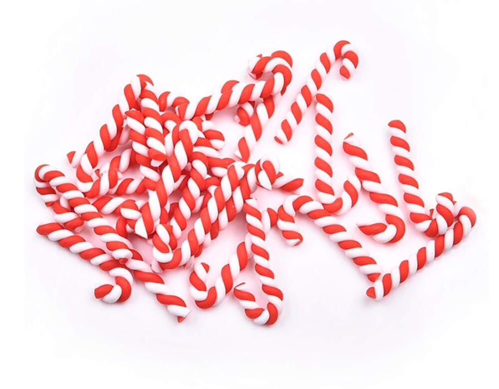3835 30pcs Christmas Candy Cane Clay Rainbow Lollipop Cabochons Flat Back
